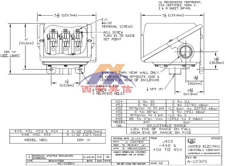 UE多点真空开关J403-448-M408美国UE压力开关3C安全
