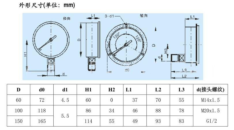 YTN-60抗震压力表