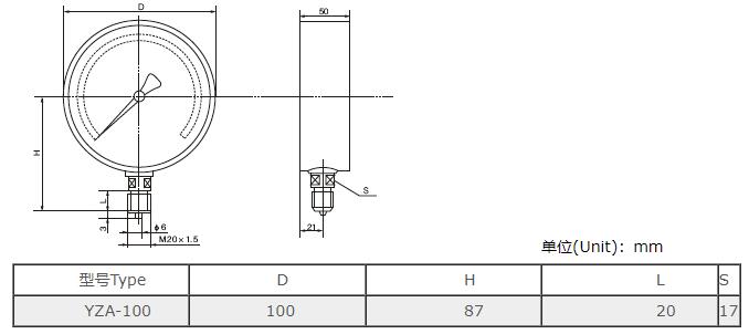 YZA-100氨用压力真空表