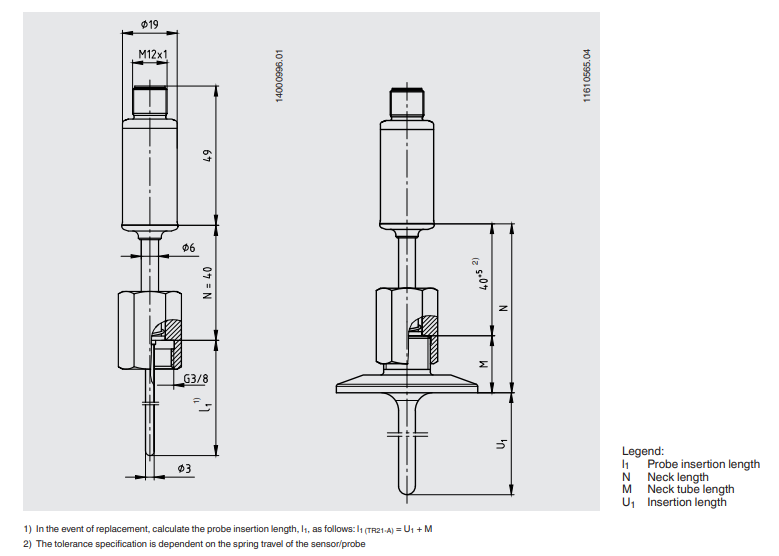 美国UE开关TR21-A微型热电阻温度计 卫生型法兰连接