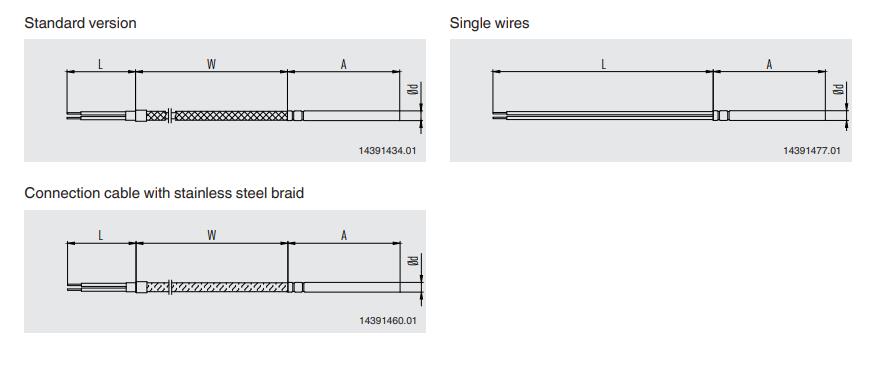 德国WIKA温度计TR41电缆式热电阻PT100 管状温度计