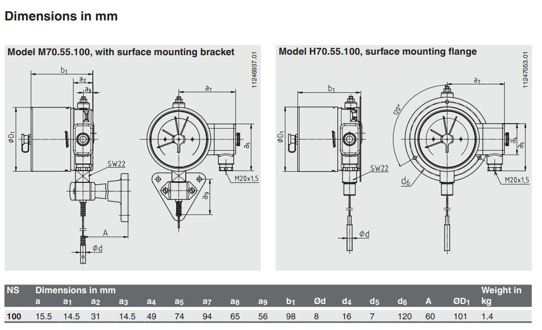 威卡温度开关 温度计 H70.55.100带开关温度计 WIKA温度计