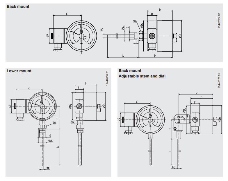 WIKA电接点温度计TGS73不锈钢气包式温度计 威卡温度开关