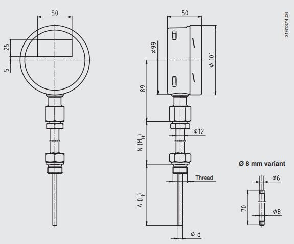 威卡温度计TR75数显型热电阻温度计电池供电