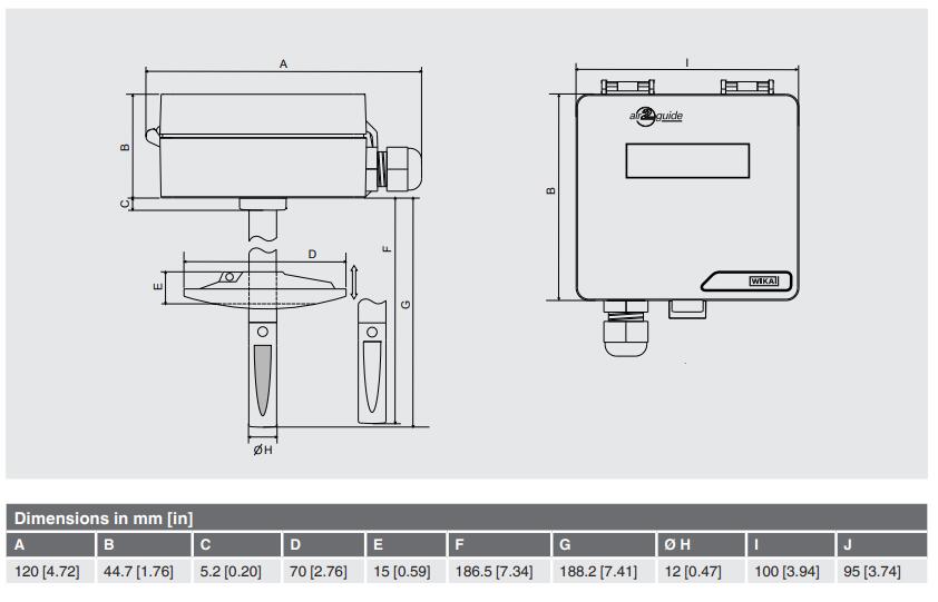 A2G-70风管传感器 用于监测相对湿度和温度