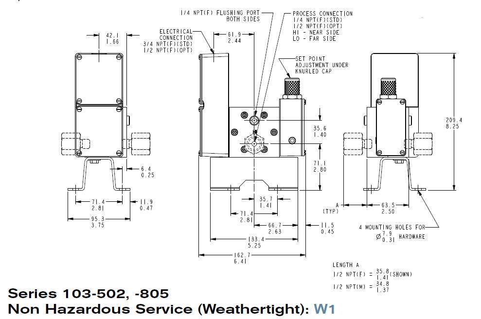 103AD-EF502-N4-C1A美国SOR防爆微差压开关