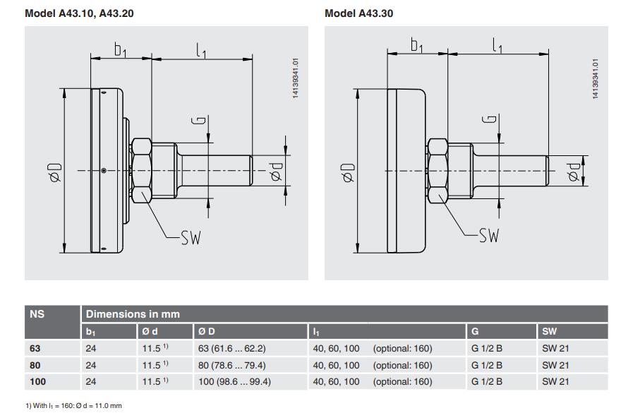 A43双金属温度计供暖温度计WIKA温度计