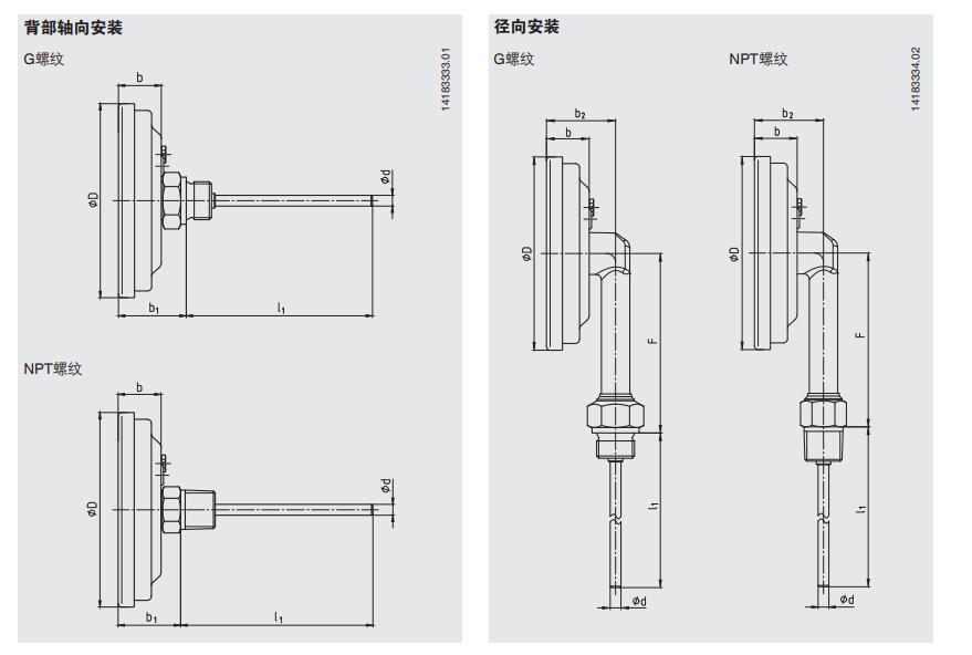 TG53双金属温度计 表盘式温度计 WIKA指针温度计 TG53工业温度计