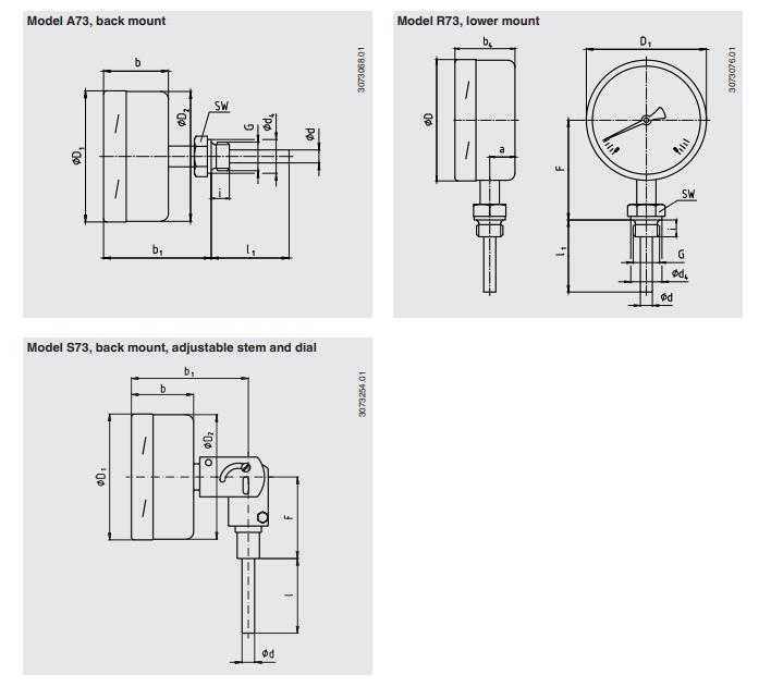 73 气包式温度计 德国WIKA表盘温度计 威卡温度