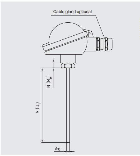 TC10-H热电偶温度计不带护套 WIKA光杆热电偶