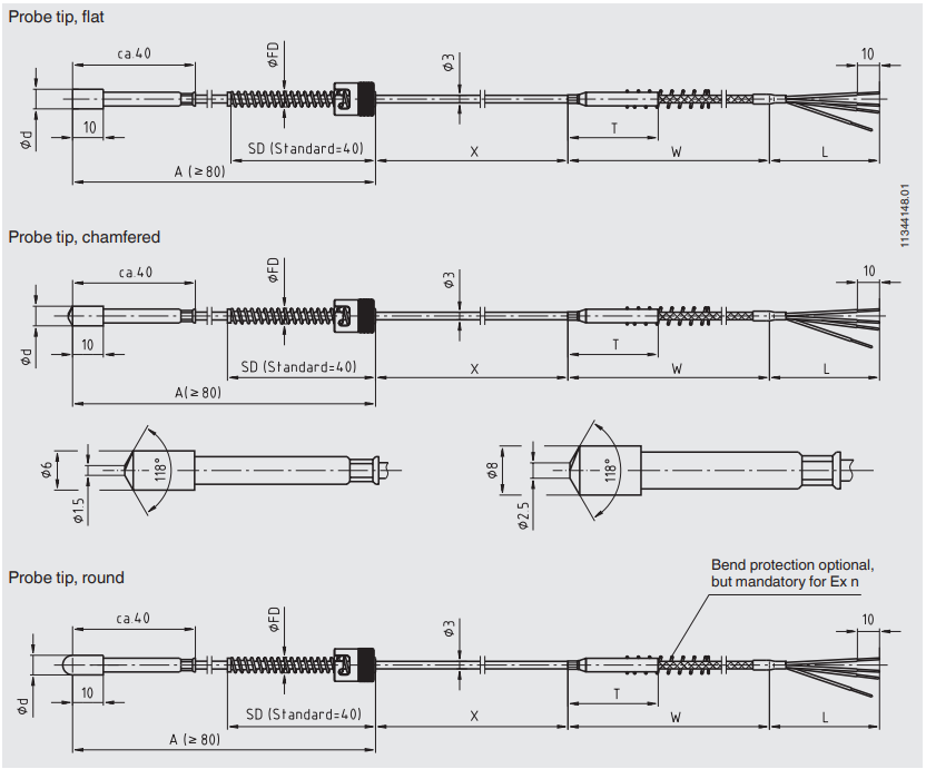 威卡缆式温度计 TC53卡口式热电偶温度计 WIKA温度计