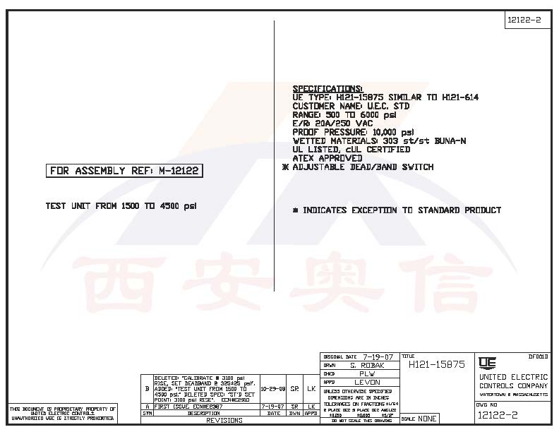 H121-15875防爆高压开关41.37MPa可调死区压力控制器