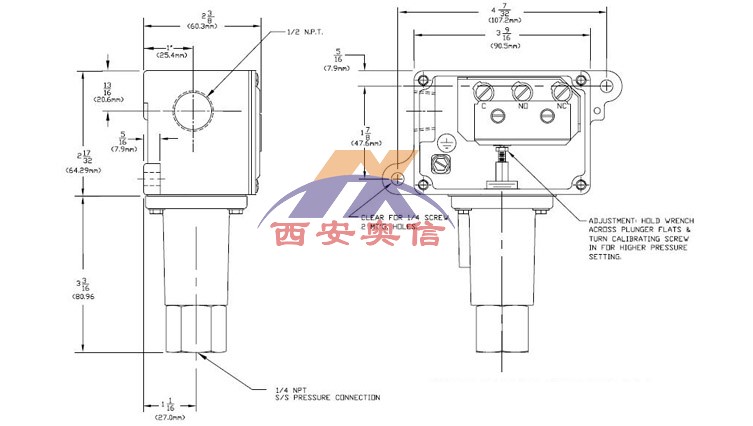J6-610美国UE压力控制器68.9bar不锈钢UE压力开关