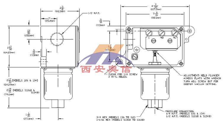 J6-136美国UE压力开关 微压开关 12.45KPa动作