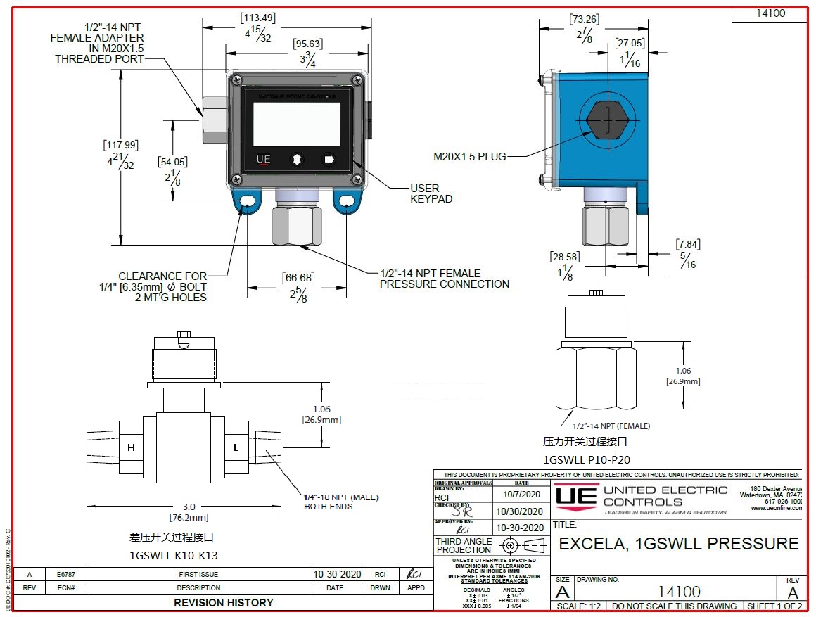 UE差压开关1GSWLLK美国UE电子式压力开关