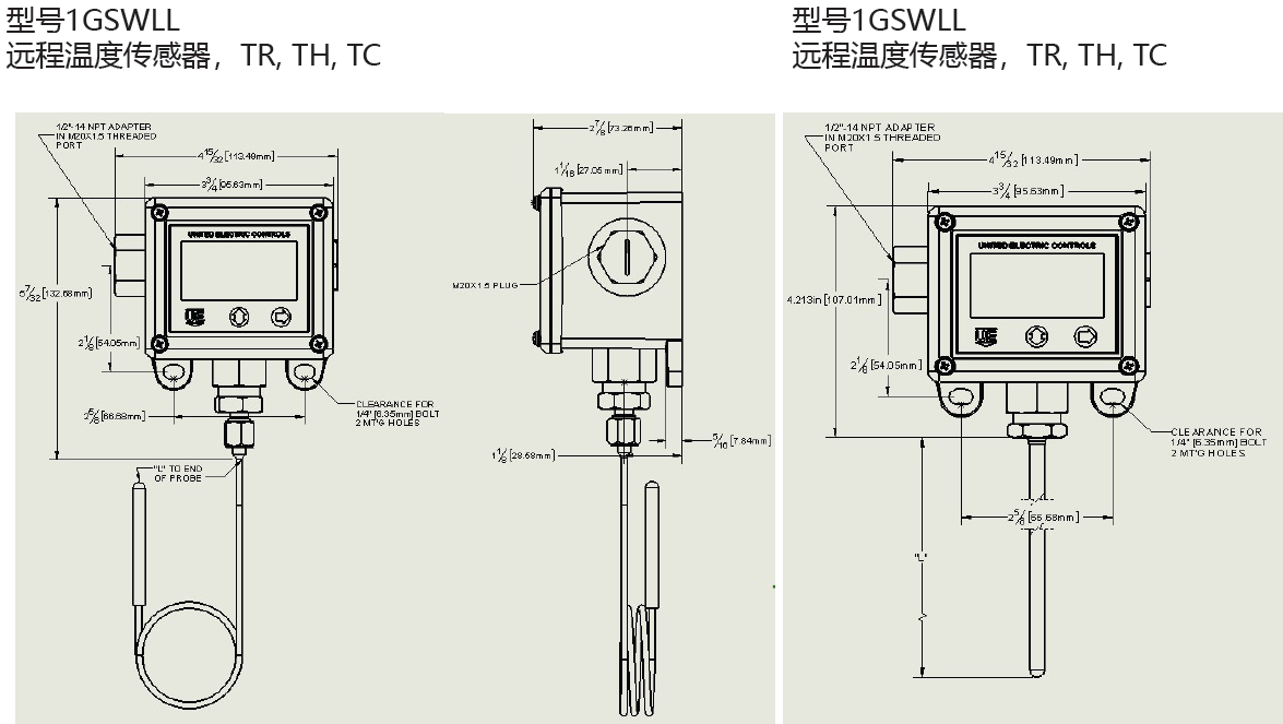美国UE电子式开关UE直插式温控器1GSWLLT温度开关