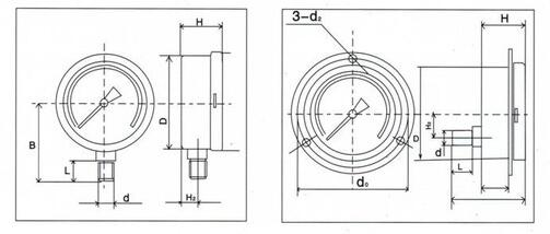 YTN-60ZT轴向耐震压力真空表