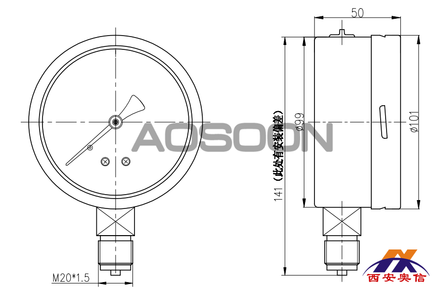 全不锈钢膜盒压力表 YE-100B YE-150B