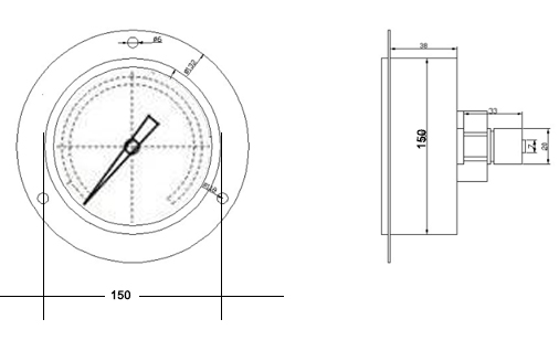 YBN-150BA不锈钢耐震高压精密压力表